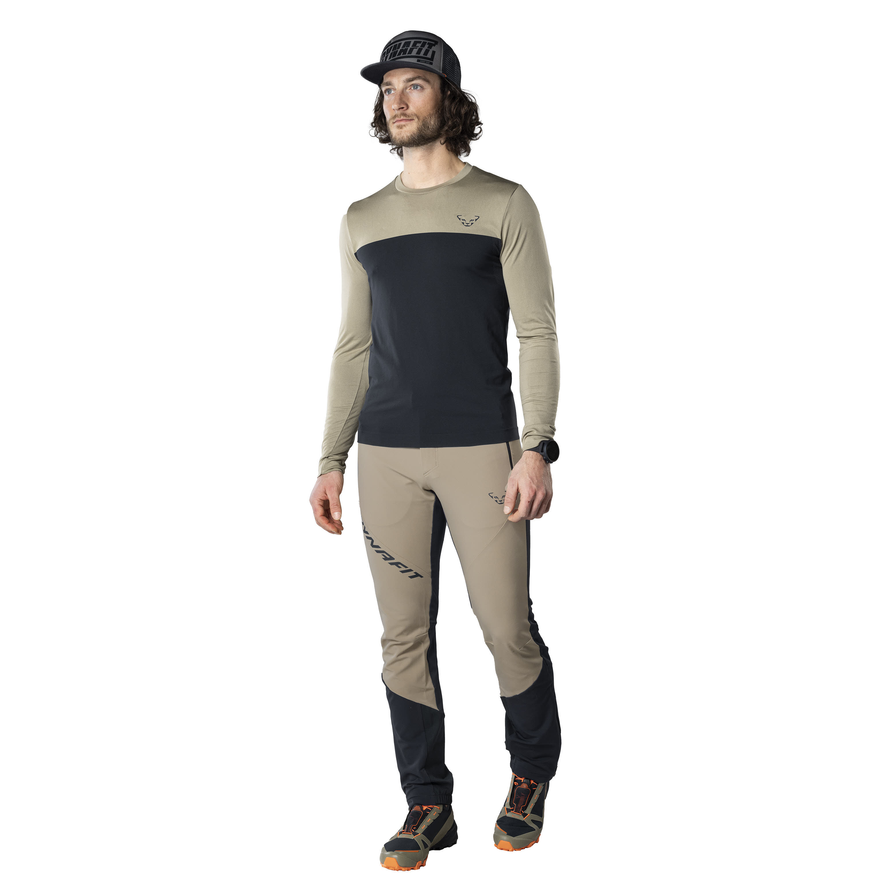 Dynafit Traverse S-Tech Langarmshirt Sportshirt Laufshirt Herren dunkelblau beige