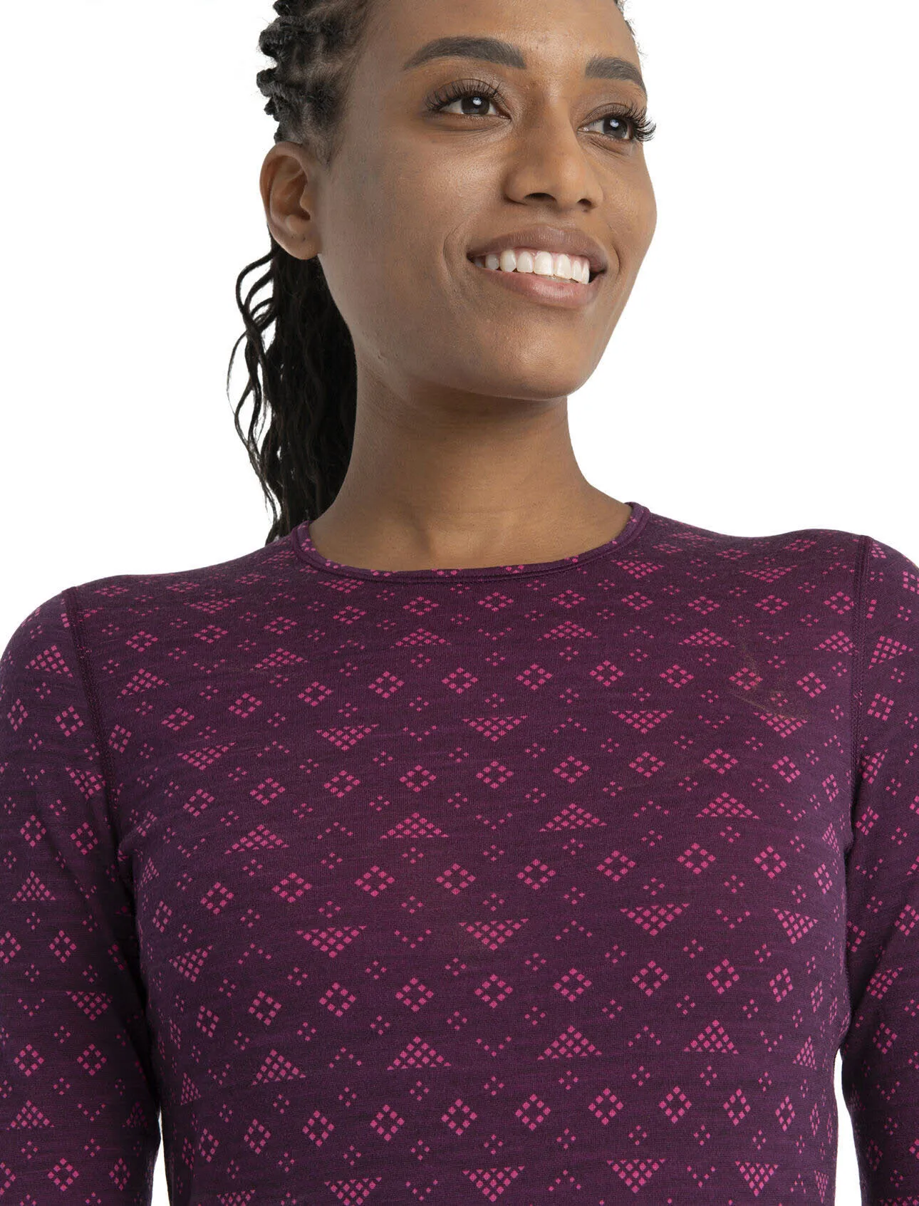 Icebreaker Merino 200 Oasis Damen Thermo Langarmshirt First Snow Unterwäsche lang lila